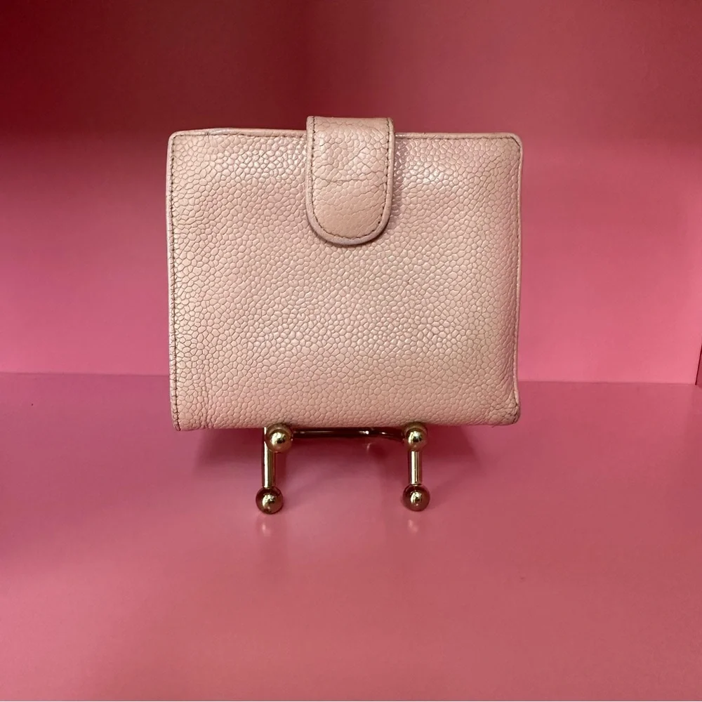 Chanel Pink Compact Wallet with Iconic CC Logo